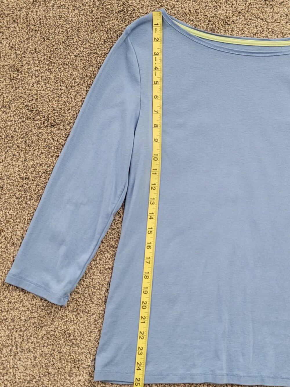 The Talbots Tee  Blue 3/4 Sleeve 100% Pima Cotton Womens Top Size Med - Picture 8 of 10